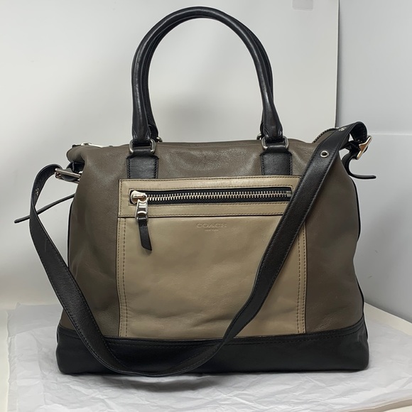 Coach LEGACY RORY 19902 green grey brown leather purse zip closure - Picture 2 of 14